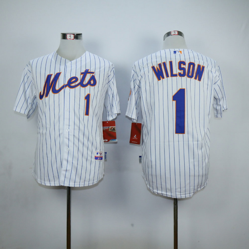 Men New York Mets 1 Wilson White MLB Jerseys